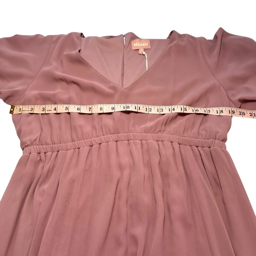 NWT SHOW ME YOUR MUMU SMYM Emily Empire Maxi Dress Antique Rose Chiffon XL‎